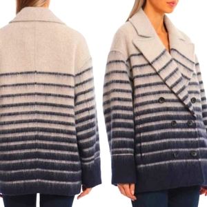 Avec Les Filles Sailor Stripe Doubke Breast Peacoat